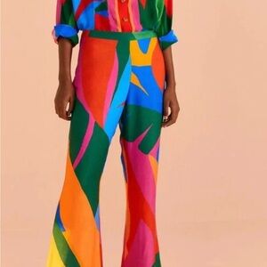 Farm Rio Ecovera bright pattern flare pants - Size M - NWT